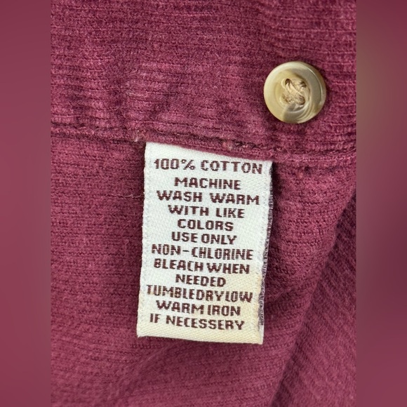 Steve & Barry's Men's Burgundy Corduroy Long Sleeve Button Shirt, Size Large - Picture 7 of 7